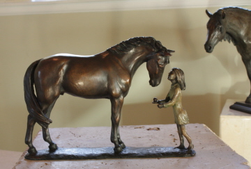 Horse sculpture of Young Girl with her Horse