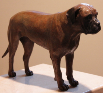 Dog sculpture in bronze, Bull Mastif, commissioned by owner